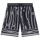 Boys Navy Blue Rope Shorts, 1, hi-res