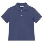 Younger Boys Navy Blue Logo Polo Shirt, 4, hi-res