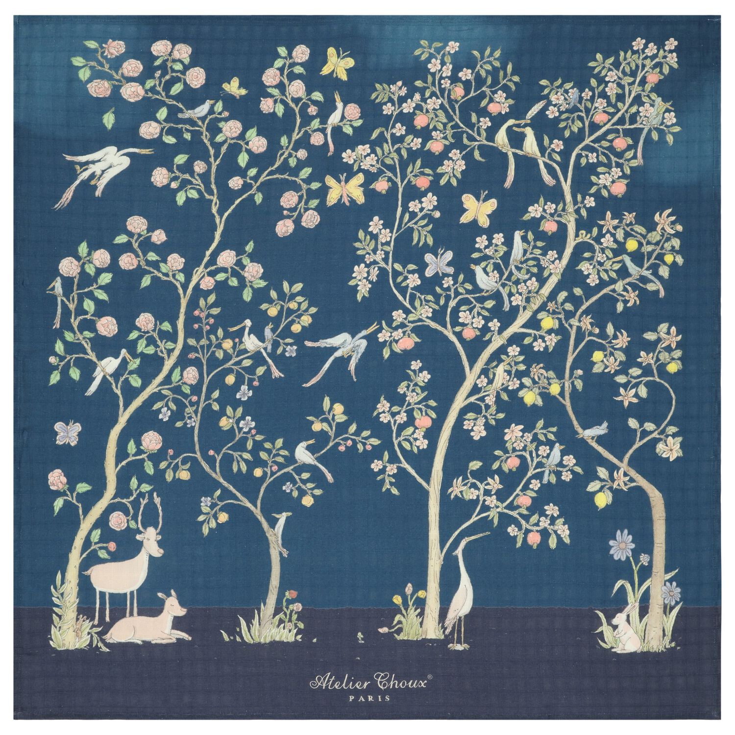 In Bloom Navy Blue Baby Swaddle Carré Blanket, 1, hi-res image number null