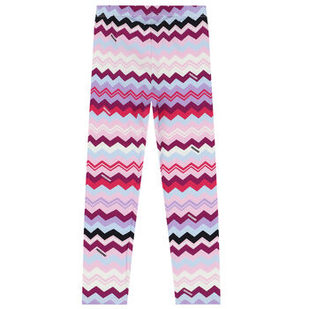 Girls Purple & Pink Zigzag Leggings