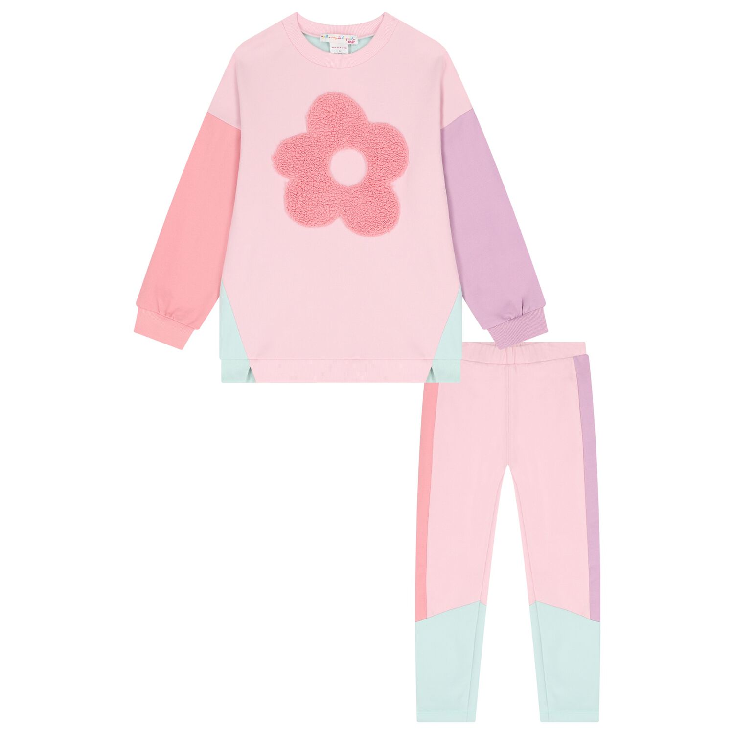 Girls Pink & Green Flower Leggings Set, 1, hi-res image number null