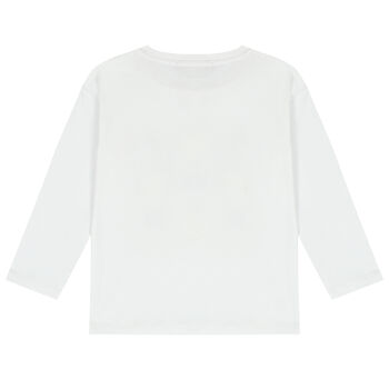 Girls White Logo Long Sleeve Top