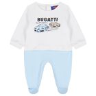 Baby Boys White & Blue Logo Babygrow, 2, hi-res