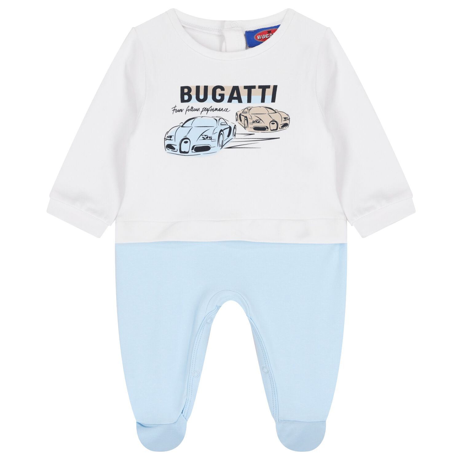 Baby Boys White & Blue Logo Babygrow, 2, hi-res
