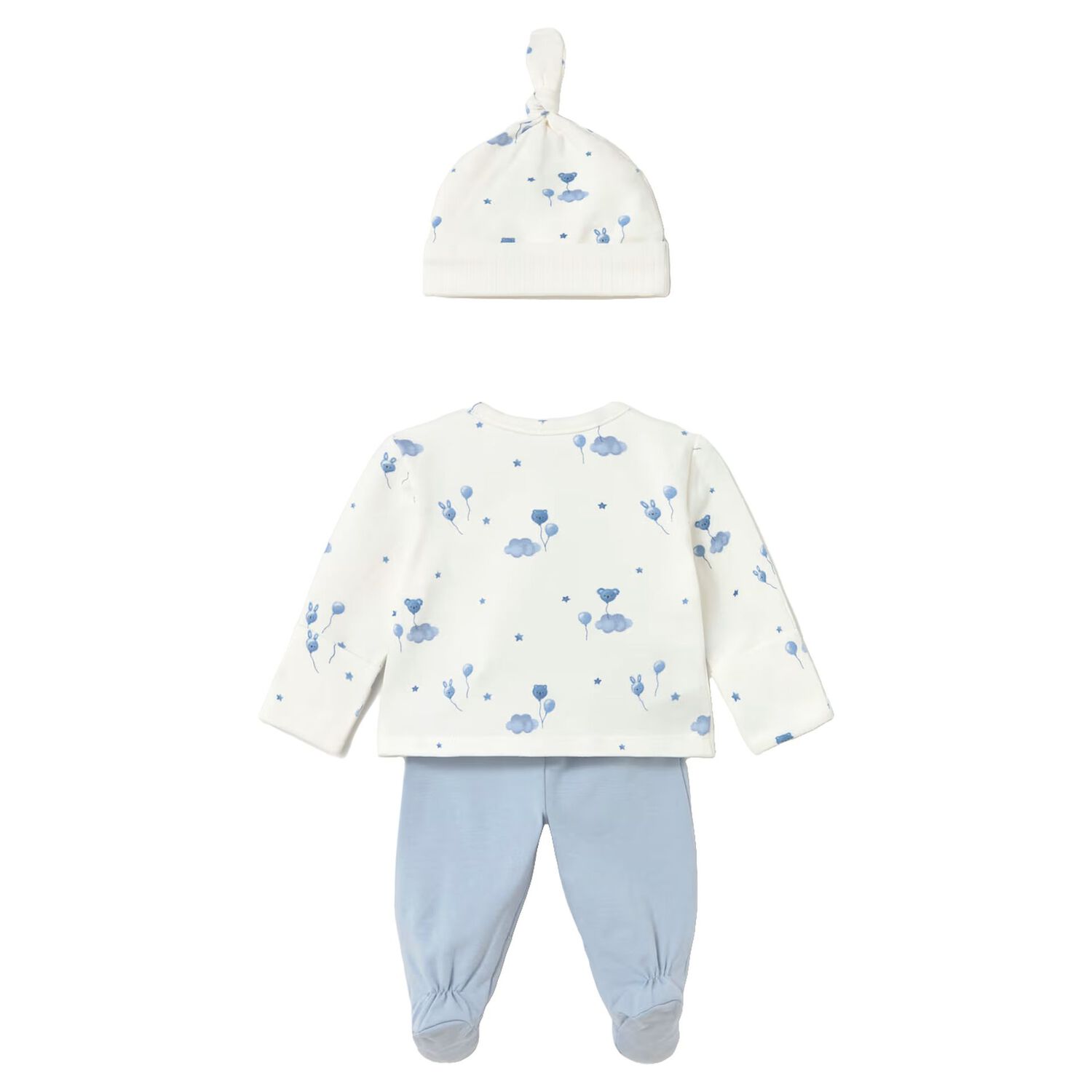 Baby Boys Ivory & Blue 2 Piece Babygrow Set, 1, hi-res