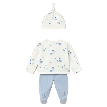 Baby Boys Ivory & Blue 2 Piece Babygrow Set