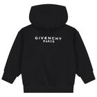 Black Logo Hooded Zip Up Top, 1, hi-res