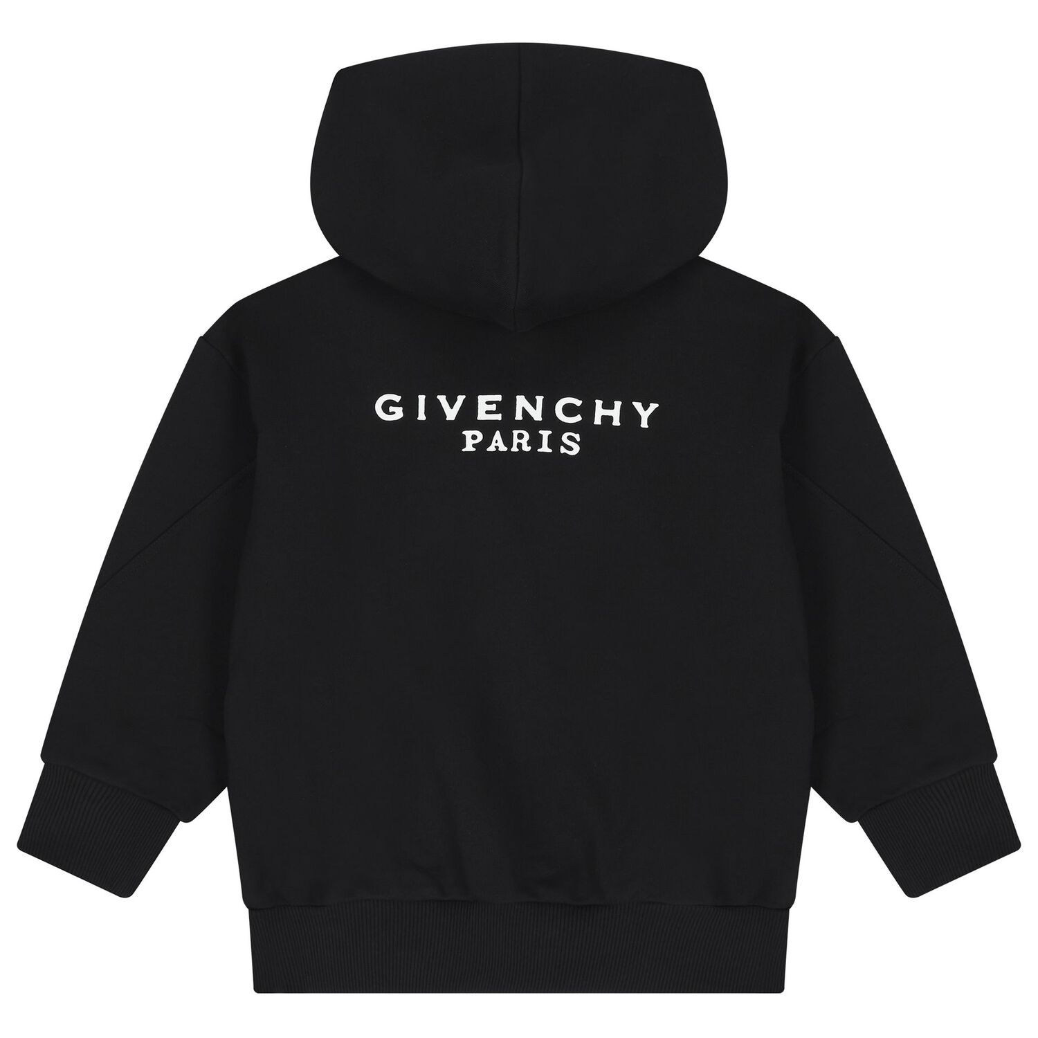 Black Logo Hooded Zip Up Top, 1, hi-res