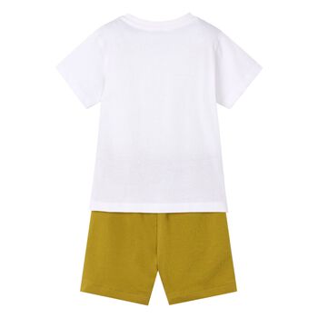 Boys White & Yellow Turtle Shorts Set
