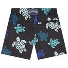 Boys Navy Blue Turtle Swim Shorts, 1, hi-res