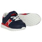 Boys Navy Blue & Red Trainers, 1, hi-res