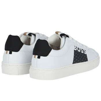 Boys White Logo Trainers