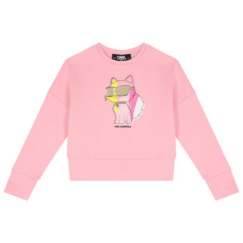 Girls Pink Choupette Logo Sweatshirt