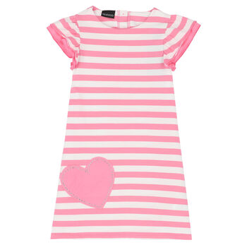 Girls Pink & White Striped Dress