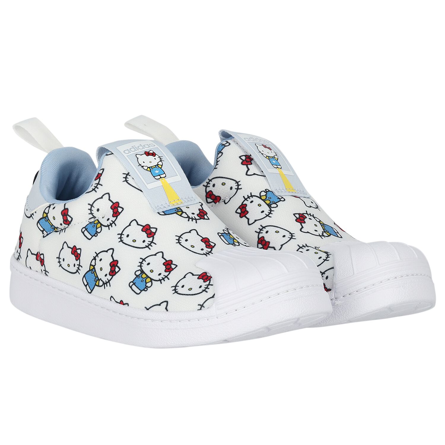 Girls White Superstar Hello Kitty Trainers, 1, hi-res image number null