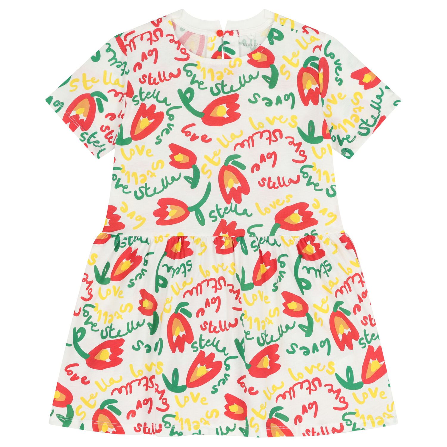 Girl White Logo Floral Dress, 1, hi-res