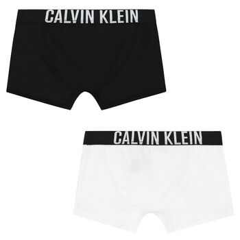 Boys White & Black Logo Boxer Shorts ( 2-Pack )