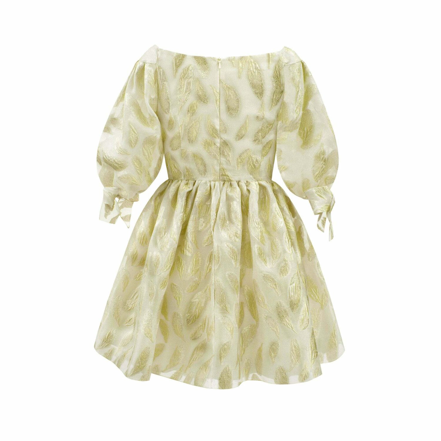 Girls Ivory & Gold Special Occasion Dress, 1, hi-res