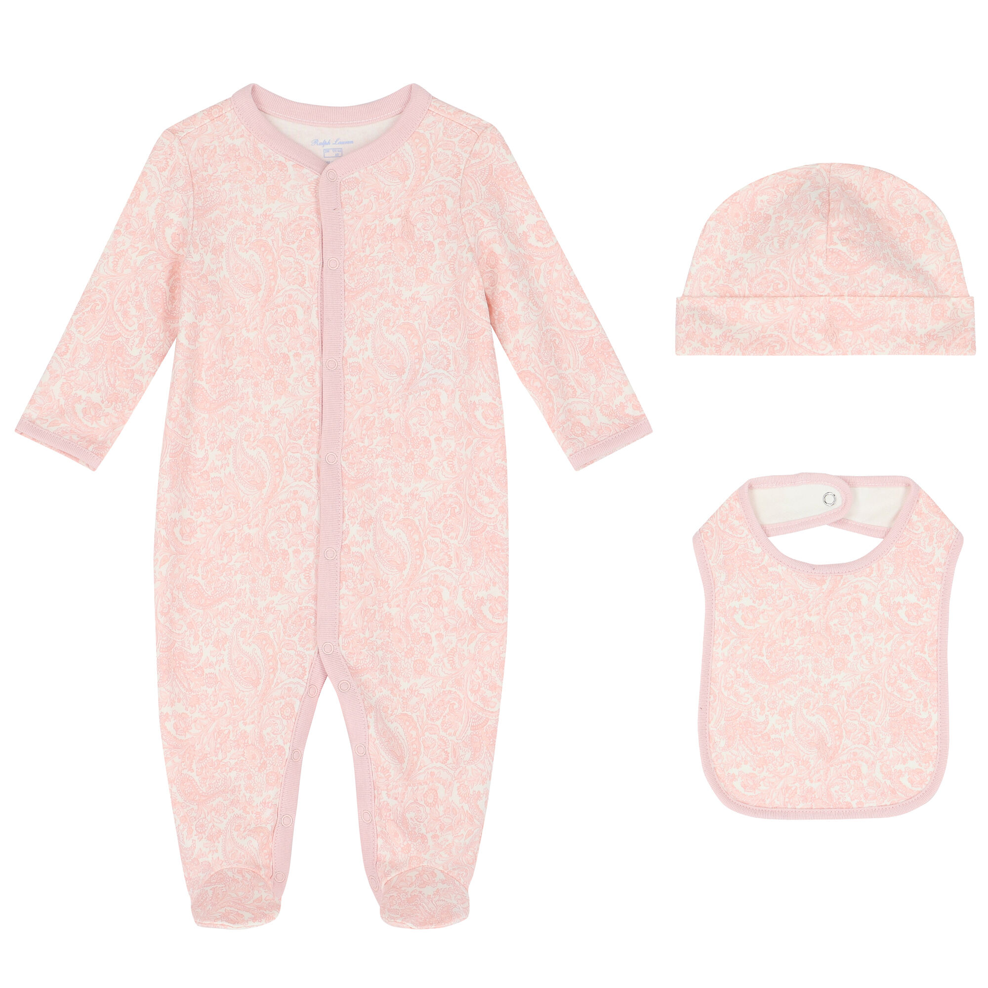 Pink ralph lauren baby grow best sale