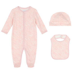 Baby Girls Pink & White Paisley Babygrow Set