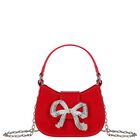 Girls Metallic Red Diamante Bow Handbag ( 16CM ), 2, hi-res