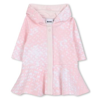 Younger Girls Pink & White Logo Hooded Dress