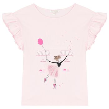 Girls Pink Ballerina Logo T-Shirt