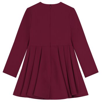 Girls Burgundy Embellished Logo Dress