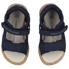 Younger Boys Navy Blue Leather Sandals, 1, hi-res