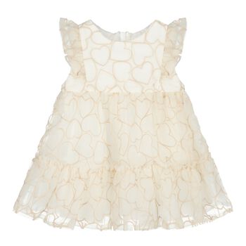 Baby Girls Beige Heart Tulle Dress