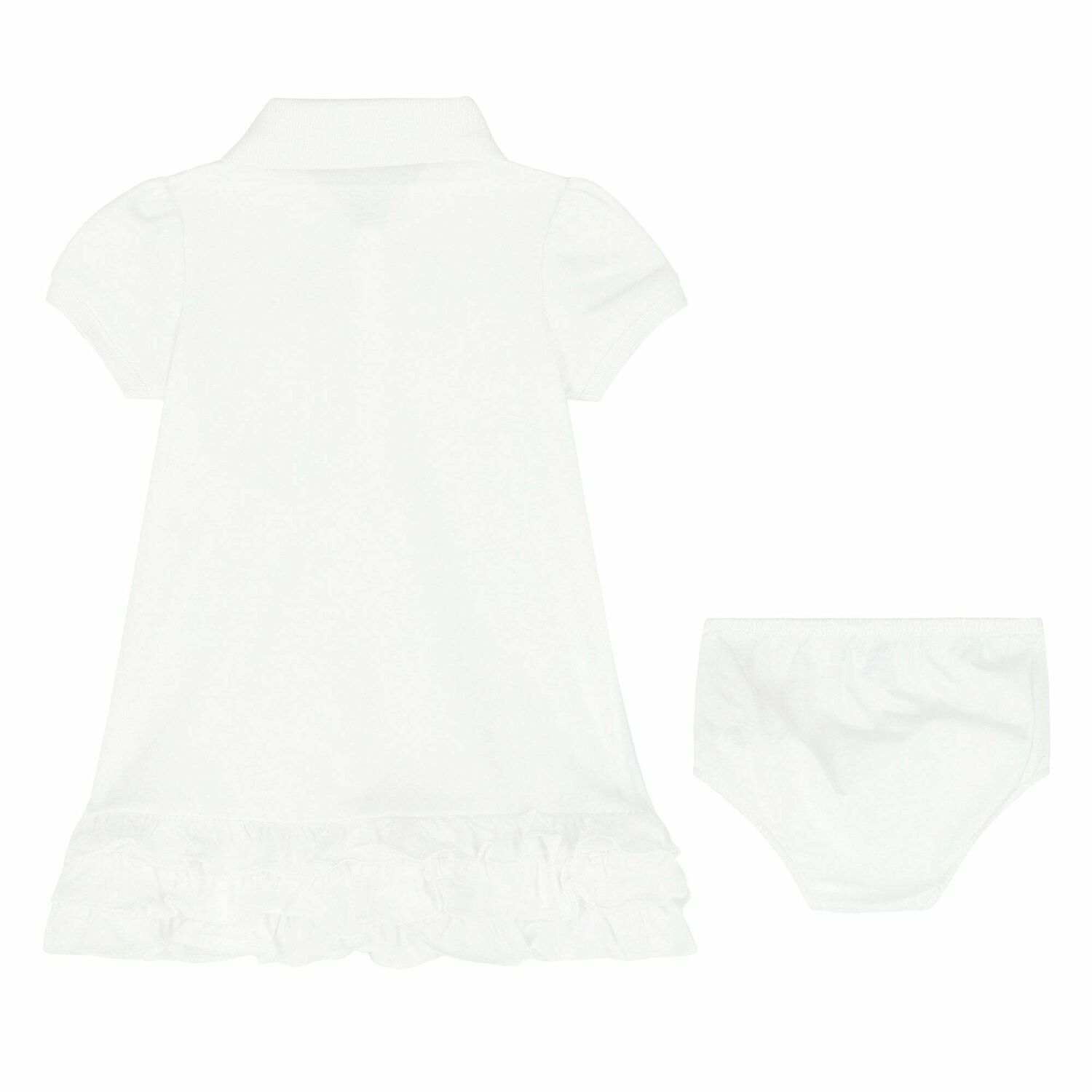 Baby Girls White Polo Dress Set, 2, hi-res
