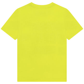 تيشيرت بالشعار باللون الأصفر نيون للأولاد
