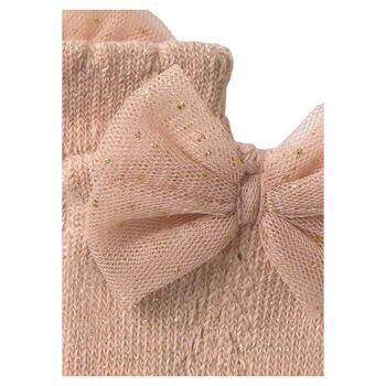 Younger Girls Pink Bow Knitted Socks