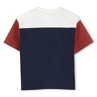 Younger Boys Navy Blue, Ivory & Orange Logo T-Shirt, 1, hi-res
