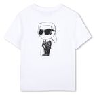Boys Mini Me White Ikonik Karl Logo T-Shirt, 2, hi-res