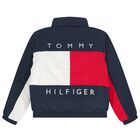 Boys Navy Blue, White & Red Logo Puffer Jacket, 1, hi-res