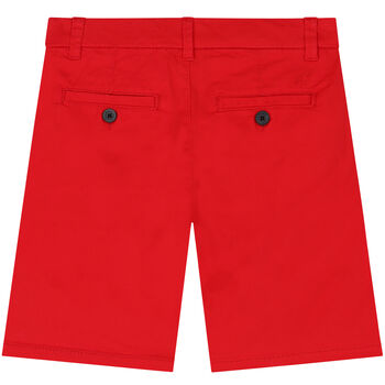 Boys Red Cotton Twill Shorts