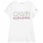 Girls White Logo T-Shirt, 1, hi-res