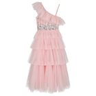 Girls Pink Sequin Embellished Tulle Premiere Princess Dress, 1, hi-res