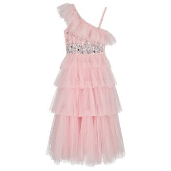 Girls Pink Sequin Embellished Tulle Premiere Princess Dress