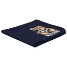 Navy Blue Teddy Bear Logo Baby Blanket, 2, hi-res