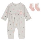 Baby Girls Grey & Pink Romper Set, 1, hi-res