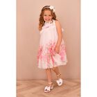 Girls White & Pink Floral Tulle Dress, 2, hi-res