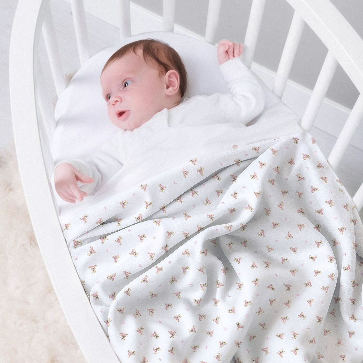 Baby Girls White Printed Blanket, 2, hi-res image number null
