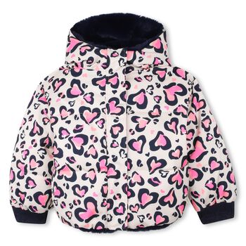 Girls Ivory & Navy Blue Reversible Jacket