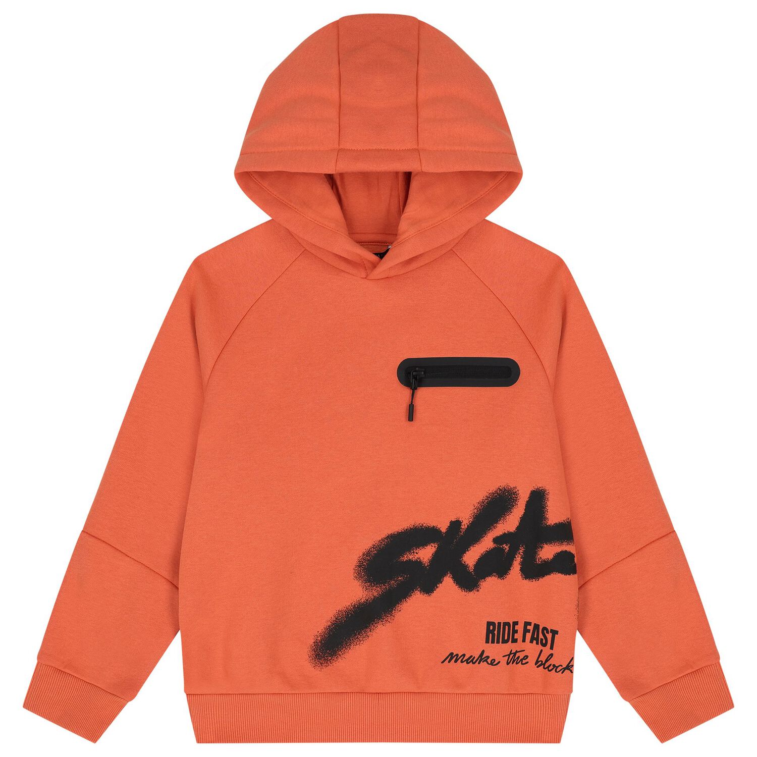 Boys Orange Skate Hooded Top, 2, hi-res