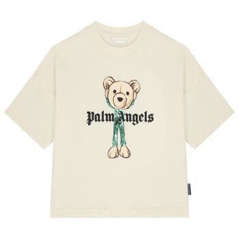 Boys Ivory Teddy Bear Logo T-Shirt