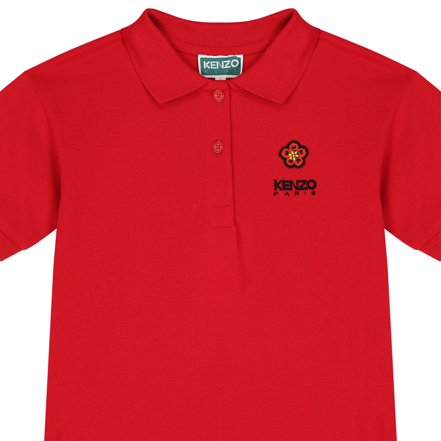 فستان بنات بولو بالشعار باللون الأحمر, 2, hi-res