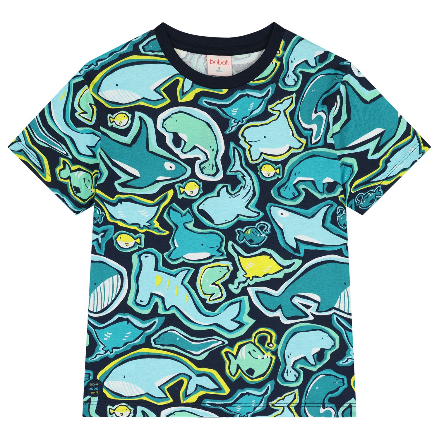 Boys Multi-Coloured Whale T-Shirt, 1, hi-res