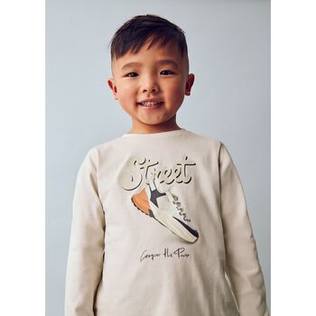 Boys Beige Long Sleeve Top
